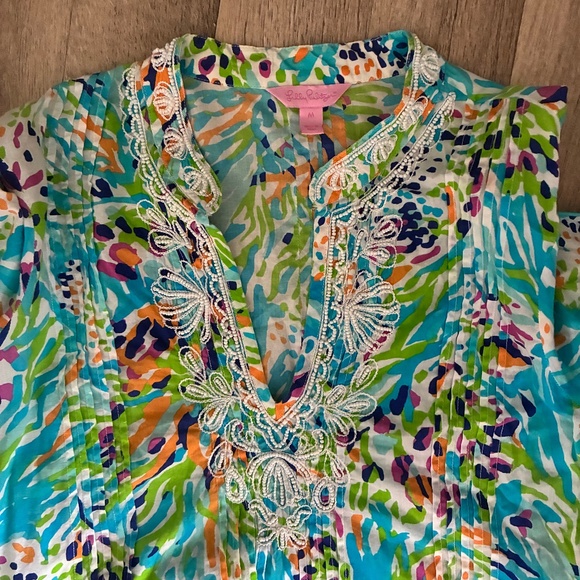 Lilly Pulitzer Women's Beaded Sarasota Tunic I Sea Soiree - Picture 1 of 5